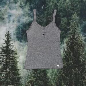 Vintage Y2K Abercrombie & Fitch Grey Henley Lace Cami Tank Top Bella Swan